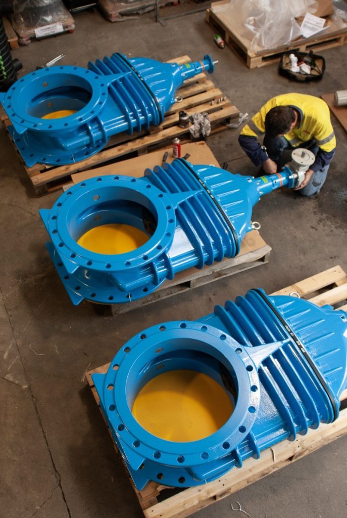 Valves and team in the Hygrade workshop